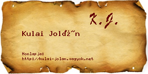 Kulai Jolán névjegykártya